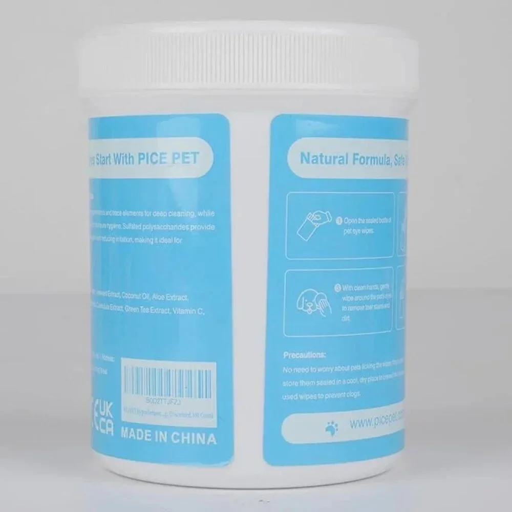 Hypoallergenic Eye Wipes for Dog & Cats, 100 Pcs Plant-Based Tear Stain Remover